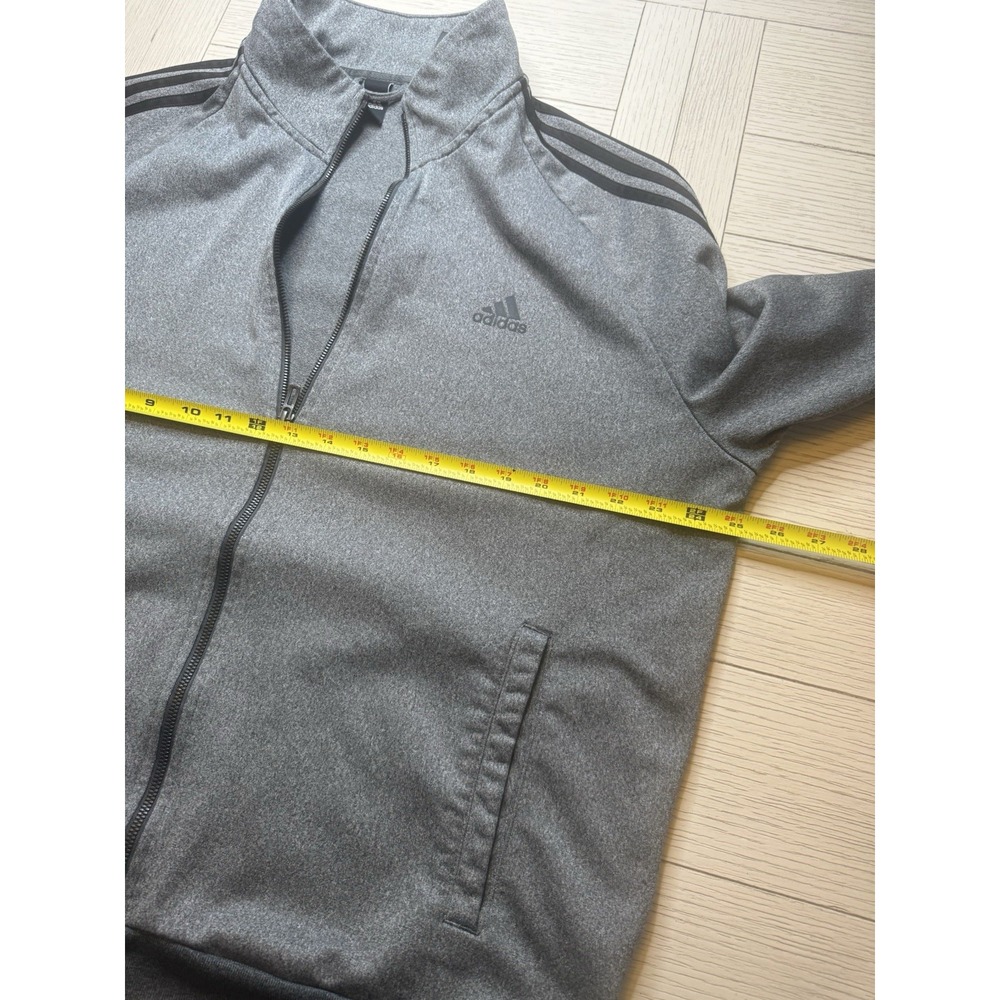 Adidas Mens Long Sleeve Stripe Full Zip Track Jacket Heather Gray/black Sz XL - Picture 2 of 6